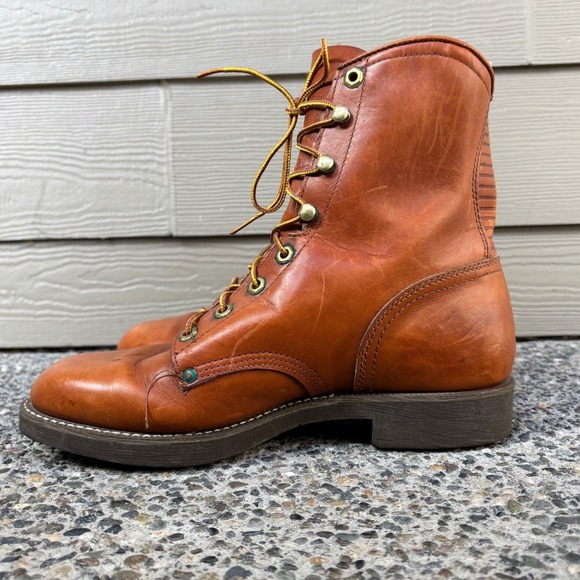 Georgia Boot Men's 10W Tan Leather Logger Work Boots Made in USA Comfort Core - Picture 4 of 13